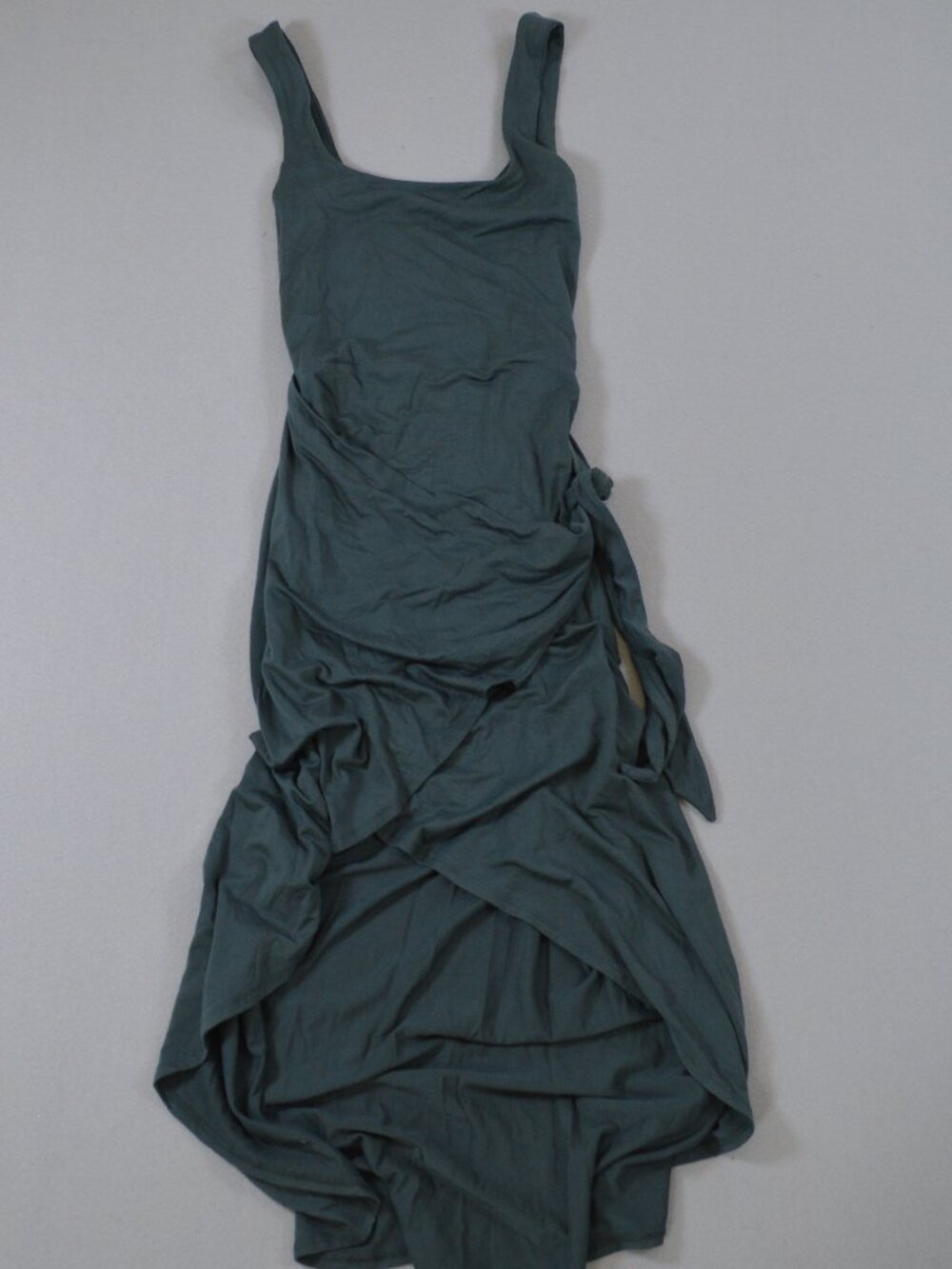 NWOT Quince TENCEL Jersey Side Tie Midi Dress Dark Olive XS